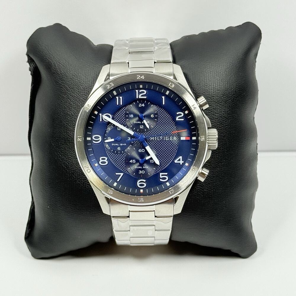 New-Tommy Hilfiger Axel 1792007 Chronograph Blue Dial Stainless Men’s Watch